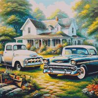 Classic Car And Vintage Truck Cross Stitch Pattern - Thumbnail 1