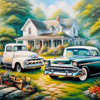 Classic Car And Vintage Truck Cross Stitch Pattern - Thumbnail 2