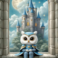 Castle Window Owl Cross Stitch Pattern - Thumbnail 2