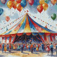 Carnival Tents Cross Stitch Pattern - Thumbnail 1
