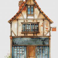 Brown House Cross Stitch Pattern - Thumbnail 1