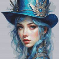 Blue Hat Cross Stitch Pattern - Thumbnail 1