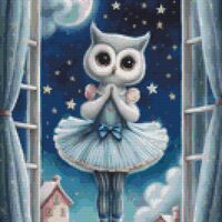 Blue Ballerina Owl Cross Stitch Pattern - Thumbnail 1