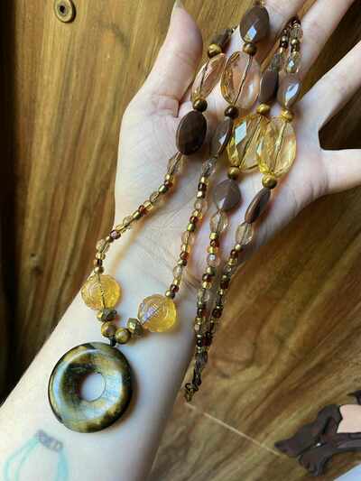 Tiger's Eye "Faery Circle" Beaded Necklace