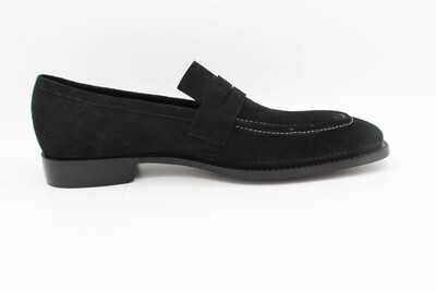 Crafted Leather Moccasin Dress Shoes Black Suede Leather Classic Wellington Penny Loafers
