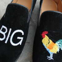 Crafted Leather Luxury Moccasin Black Velvet Slipper Embroidery Loafers Dress Shoes For Men's  - Thumbnail 5