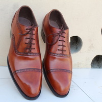  Crafted Leather Men's Oxford Dark Brown Leather Classic Dress Shoes - Thumbnail 2