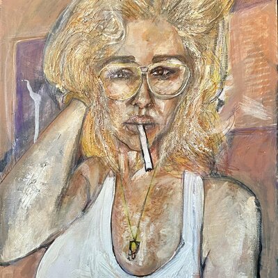 Gold on fire, portrait of pretty 