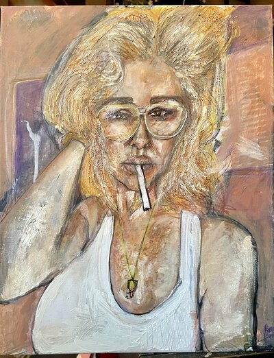 Gold on Fire, portrait of pretty 