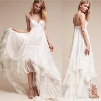 Boho Wedding Dresses A Line Spaghetti Strapless Backless Bridal Dress,1055 - Thumbnail 1