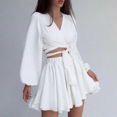 Summer long sleeved shorts for young women's pajamas