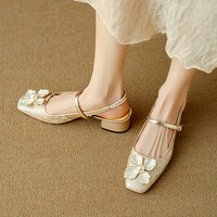 Vintage Pearl Flower D'orsay Sandals  - Thumbnail 1