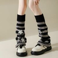 Star Stripe Stitching Knit Leg Warmer - Thumbnail 2