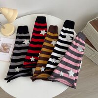 Star Stripe Stitching Knit Leg Warmer - Thumbnail 5