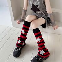 Star Stripe Stitching Knit Leg Warmer - Thumbnail 3