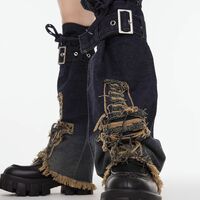 Denim Cross Pattern Leg Warmer - Thumbnail 1