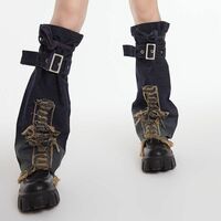Denim Cross Pattern Leg Warmer - Thumbnail 2
