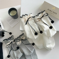 JK girl bow ribbon cotton socks - Thumbnail 5