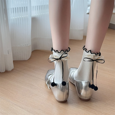 JK girl bow ribbon cotton socks