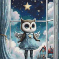 Angel Owl Cross Stitch Pattern - Thumbnail 1