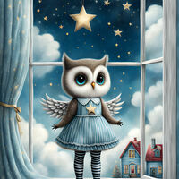 Angel Owl Cross Stitch Pattern - Thumbnail 2