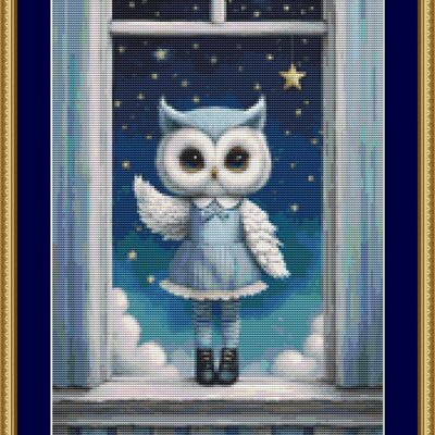 All in blue owl cross stitch pattern