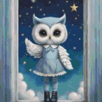 All In Blue Owl Cross Stitch Pattern - Thumbnail 1