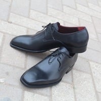 Crafted Leather Black Calf Leather Classic Dress Shoes - Thumbnail 1