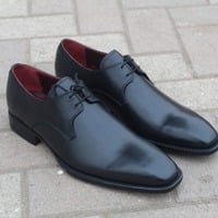 Crafted Leather Black Calf Leather Classic Dress Shoes - Thumbnail 5