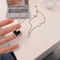 Pixel heart double chains necklace  - Thumbnail 4