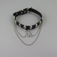 Skull grunge punk chains choker necklace - Thumbnail 1