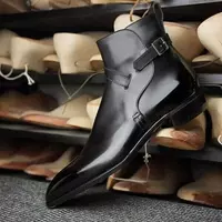 New Men Handmade Genuine Leather Black Jodhpur Ankle Boots For Men,Gift For Him - Thumbnail 1