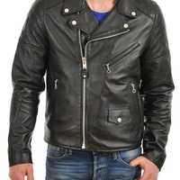 Men Leather Jacket Coat Motorcycle Biker Slim Fit Outwear Jackets - Thumbnail 1