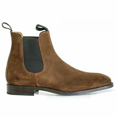Chelsea Jumper Slip On Brown High Ankle Derby Toe Handmade Suede Leather Boots
