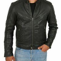 New Men Genuine Lambskin High Quality Leather Jacket Motorcycle Biker Black Coat - Thumbnail 4