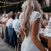 Lace Boho Mermaid Backless Cap Sleeve Bohemian Wedding Dresses,1059 - Thumbnail 1