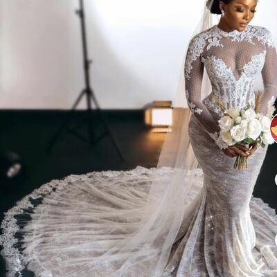 Luxury mermaid lace african girls wedding dress bridal gowns