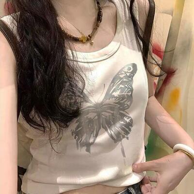 Butterfly print vest tank top - Thumbnail 2
