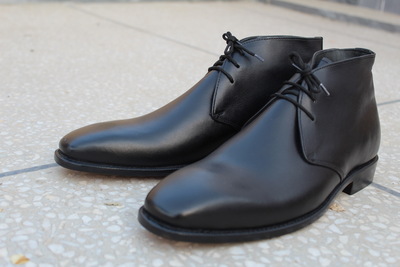 Crafted Leather Bespoke Dress Shoes Black Calf Leather Chukka Boot