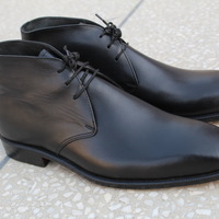 Crafted Leather Bespoke Dress Shoes Black Calf Leather Chukka Boot - Thumbnail 3