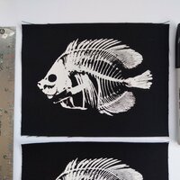 Fish Skeleton Horror Punk Sew-on Patches - Thumbnail 1