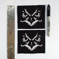 Owl Face Goth Punk Sew-on Patches - Thumbnail 1
