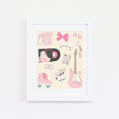 80s Pink Aesthetic Collage Print