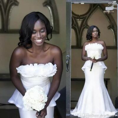 Simple lace african girls wedding dress bridal gowns