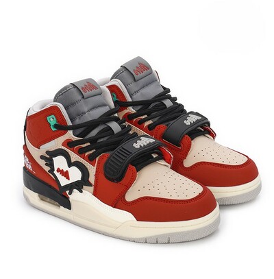 Red Color Block High Top Sneakers