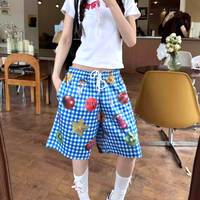 *Free Shipping*FOOD PRINT PLAID SHORTS - Thumbnail 3