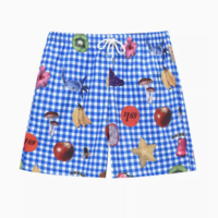 *Free Shipping*FOOD PRINT PLAID SHORTS - Thumbnail 4