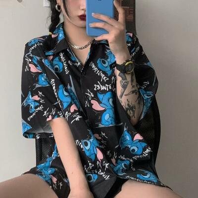 Stitch print short sleeve shirts - Thumbnail 1