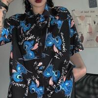 Stitch Print Short Sleeve Shirts - Thumbnail 1