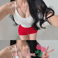 Lace patchwork mask T-shirt irregular top hot girl tight waist short sleeve - Thumbnail 1